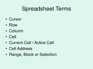 Spreadsheet Terms