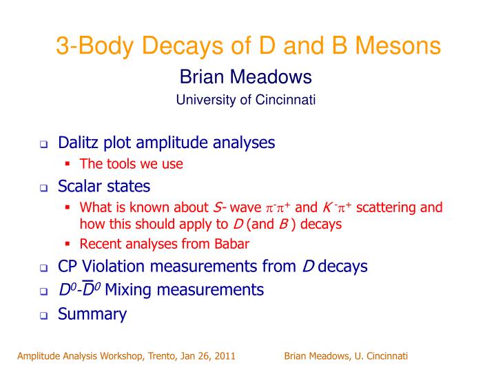 3 body decays of d and b mesons