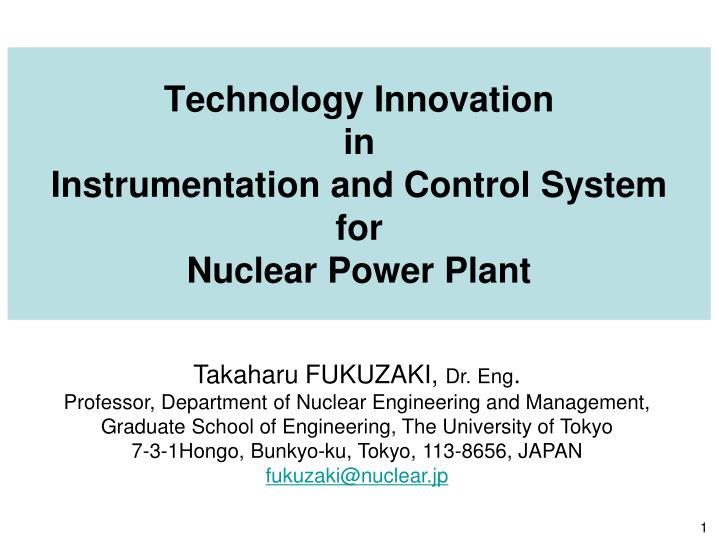 technology innovation in instrumentation and control system for nuclear power plant