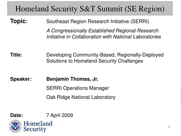 homeland security s t summit se region