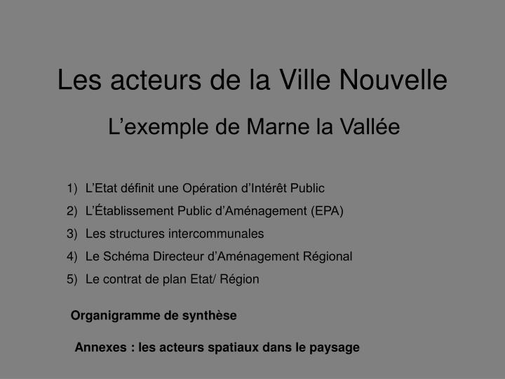 les acteurs de la ville nouvelle