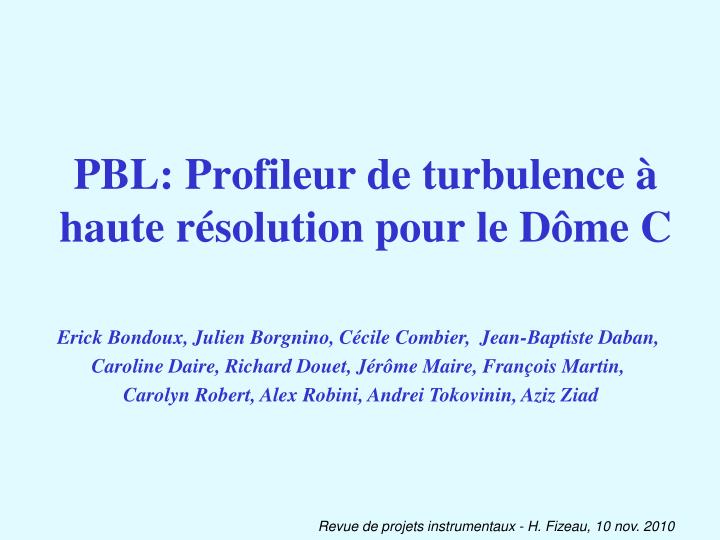 pbl profileur de turbulence haute r solution pour le d me c