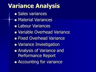 Variance Analysis