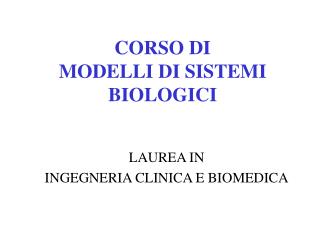 corso di modelli di sistemi biologici