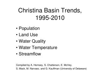 Christina Basin Trends, 1995-2010