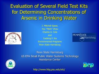 Evaluation of Several Field Test Kits for Determining Concentrations of Arsenic in Drinking Water