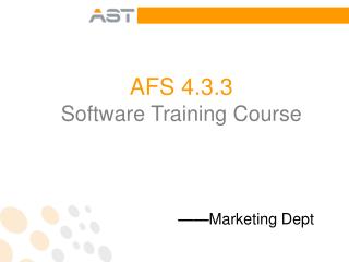 AFS 4.3.3 Software Training Course