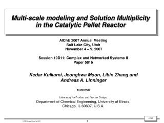 Multi-scale modeling and Solution Multiplicity in the Catalytic Pellet Reactor