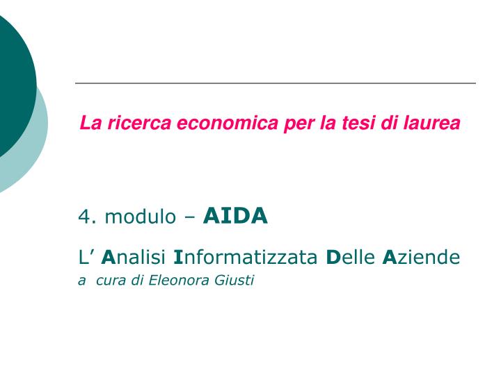 la ricerca economica per la tesi di laurea