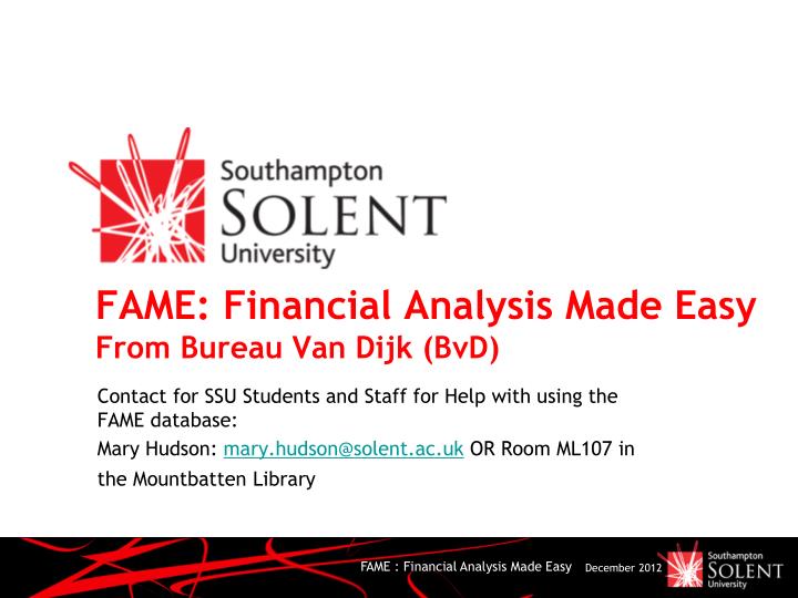 fame financial analysis made easy from bureau van dijk bvd