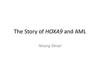 the story of hoxa9 and aml