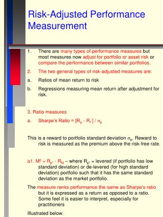 Risk-Adjusted Performance Measurement