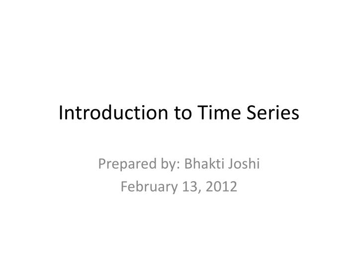 introduction to time series