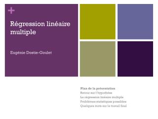 r gression lin aire multiple eug nie dostie goulet