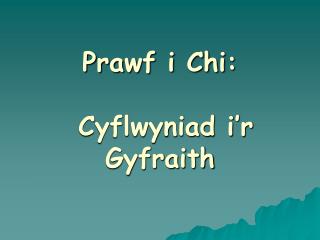 Prawf i Chi: Cyflwyniad i’r Gyfraith