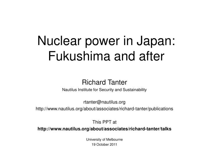 nuclear power in japan fukushima and after