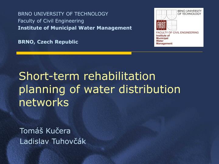 short term rehabilitation planning of water distribution networks