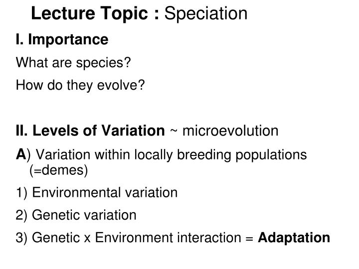 lecture topic speciation
