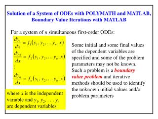 Solution of a System of ODEs with POLYMATH and MATLAB, Boundary Value Iterations with MATLAB