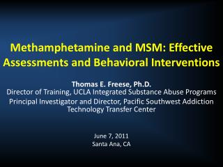 methamphetamine and msm effective assessments and behavioral interventions