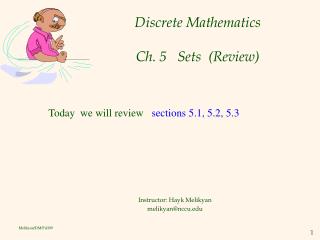 Discrete Mathematics Ch. 5 Sets (Review)