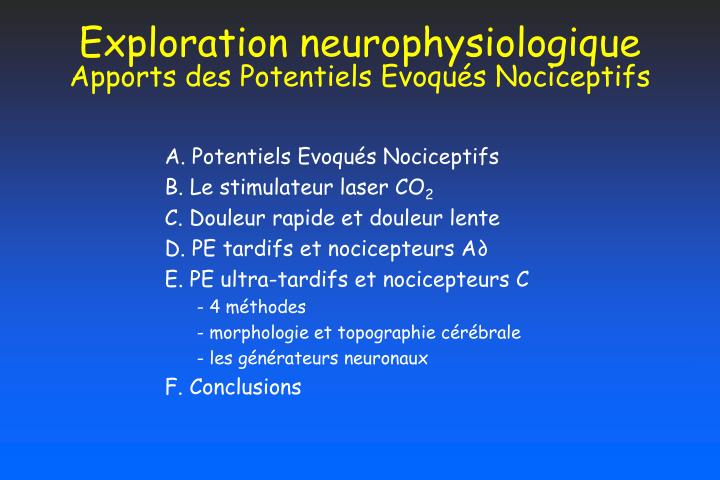 exploration neurophysiologique apports des potentiels evoqu s nociceptifs