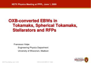 OXB-converted E BWs in 	Tokamaks, Spherical Tokamaks, 	Stellarators and RFPs