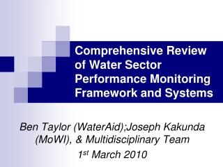 Comprehensive Review of Water Sector Performance Monitoring Framework and Systems