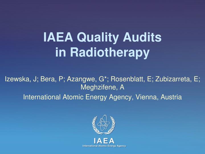 iaea quality audits in radiotherapy