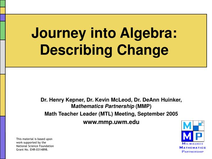 journey into algebra describing change
