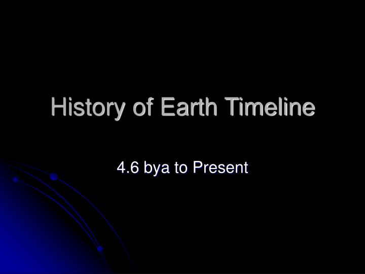 history of earth timeline