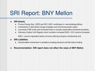 SRI Report: BNY Mellon