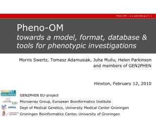 Pheno-OM towards a model, format, database &amp; tools for phenotypic investigations