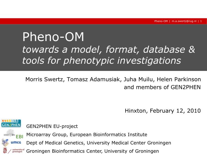 pheno om towards a model format database tools for phenotypic investigations