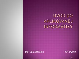 vod do aplikovanej informatiky
