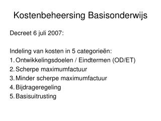 kostenbeheersing basisonderwijs