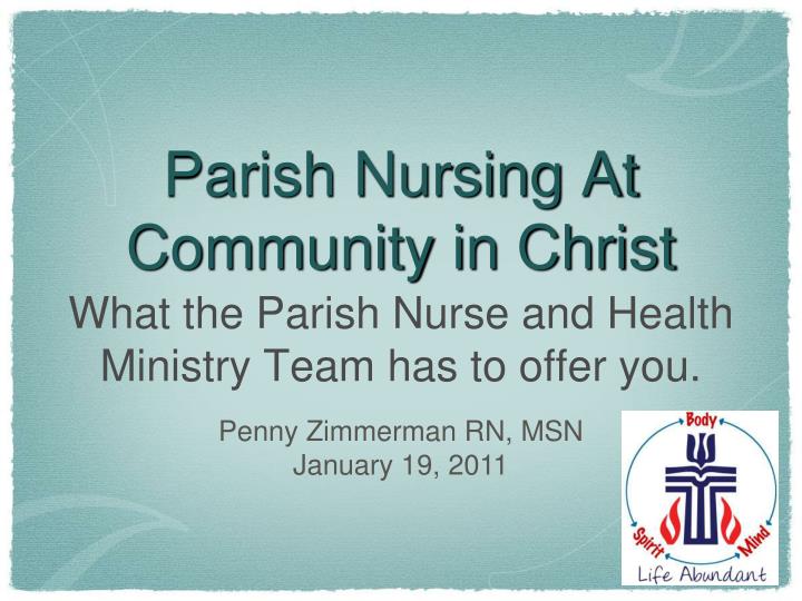parish nursing at community in christ