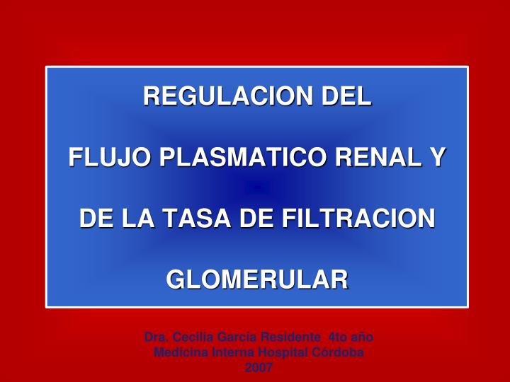 regulacion del flujo plasmatico renal y de la tasa de filtracion glomerular