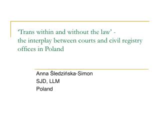 Anna ?ledzi?ska-Simon SJD, LLM Poland