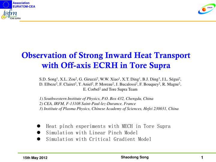 observation of strong inward heat transport with off axis ecrh in tore supra