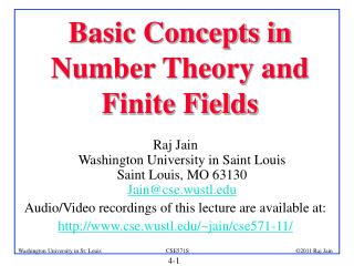 Basic Concepts in Number Theory and Finite Fields