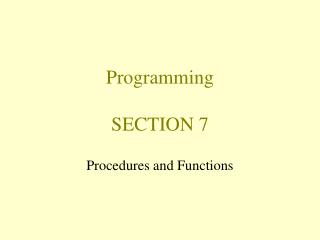 Programming SECTION 7