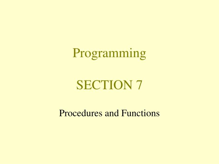 programming section 7