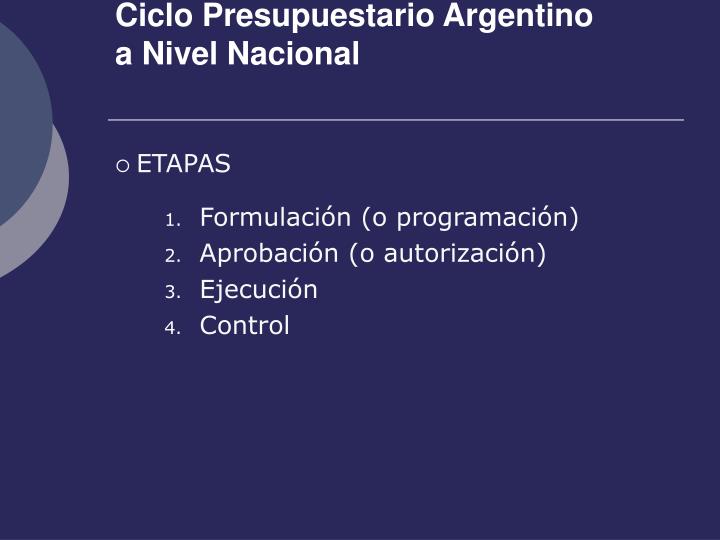 ciclo presupuestario argentino a nivel nacional