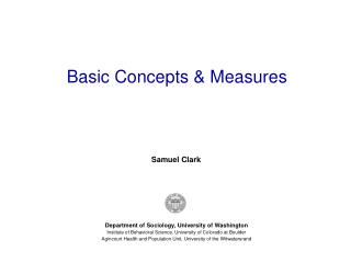Basic Concepts &amp; Measures