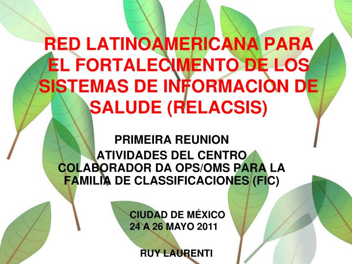 red latinoamericana para el fortalecimento de los sistemas de informacion de salude relacsis