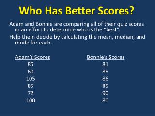 Who Has Better Scores?