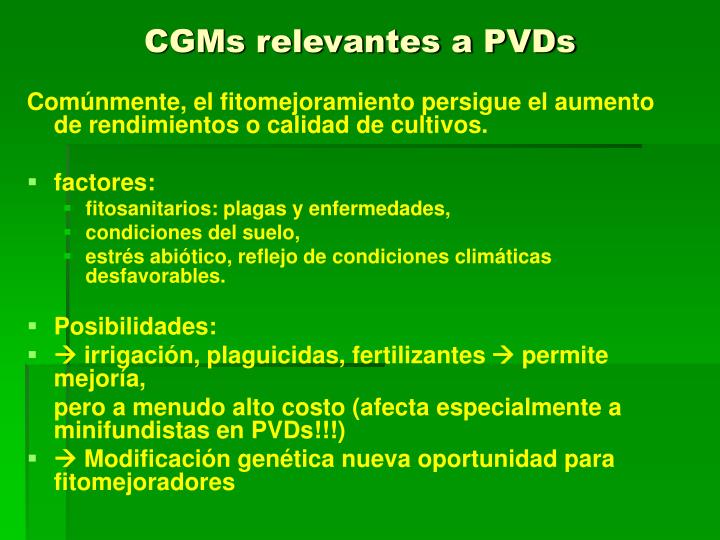 cgms relevantes a pvds