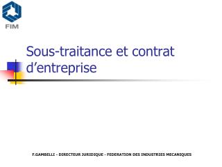 sous traitance et contrat d entreprise
