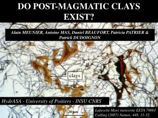 DO POST-MAGMATIC CLAYS EXIST?